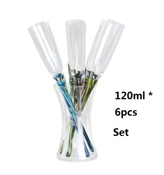 120ml 150ml Floating Beach Wine Glass Beach Sand Glasses Colored Champagne Flute Glass 7pcs Set for Wedding Party