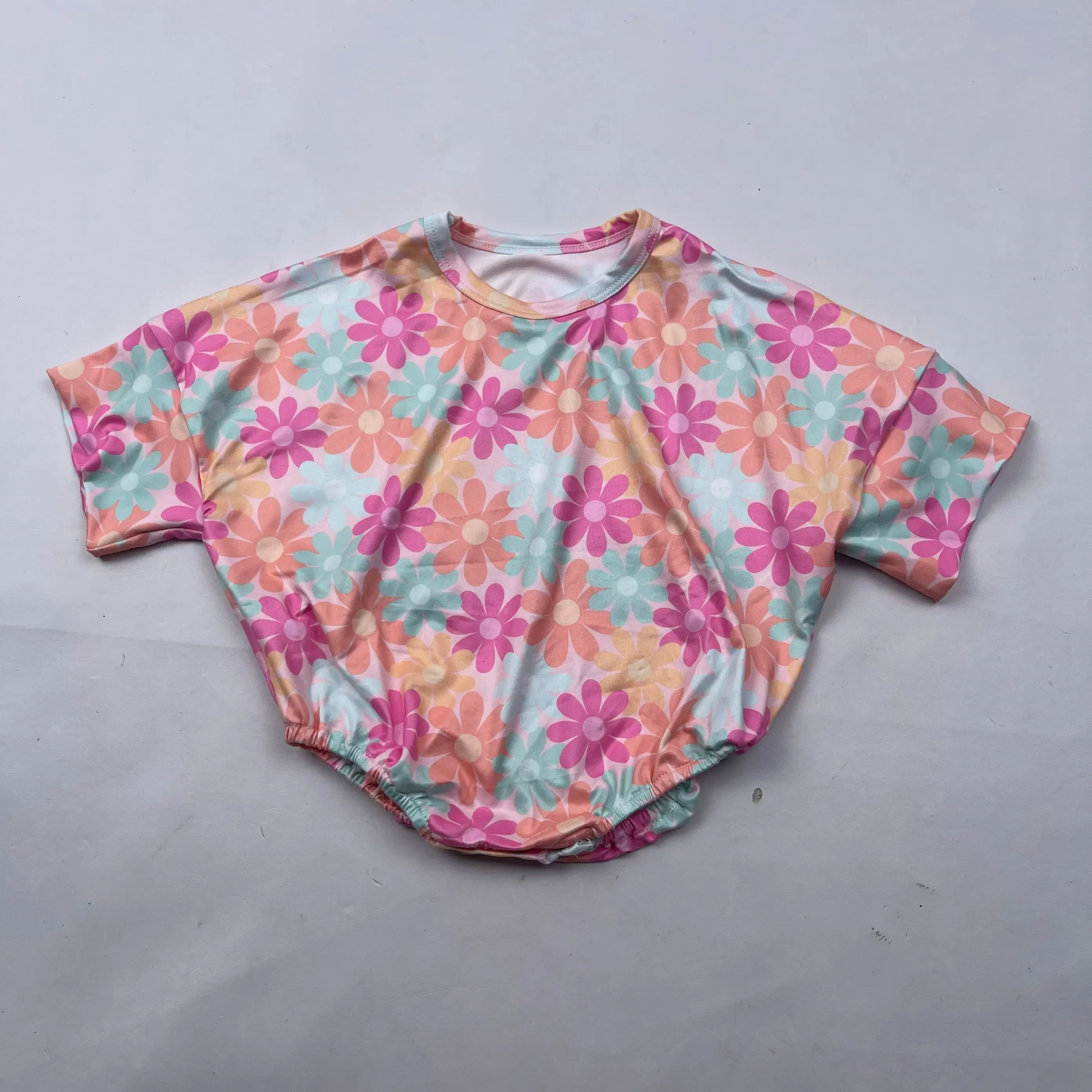 Summer Custom Printed T Shirt Bubble Romper Baby Casual Loose Short