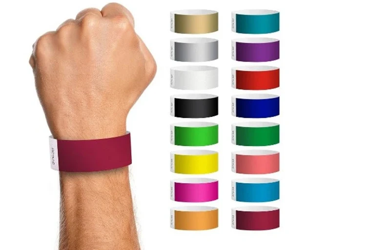 Promotional Custom Printed Logo Printable Swimming Pool Tyvek Wrist Band Paper Wristbands