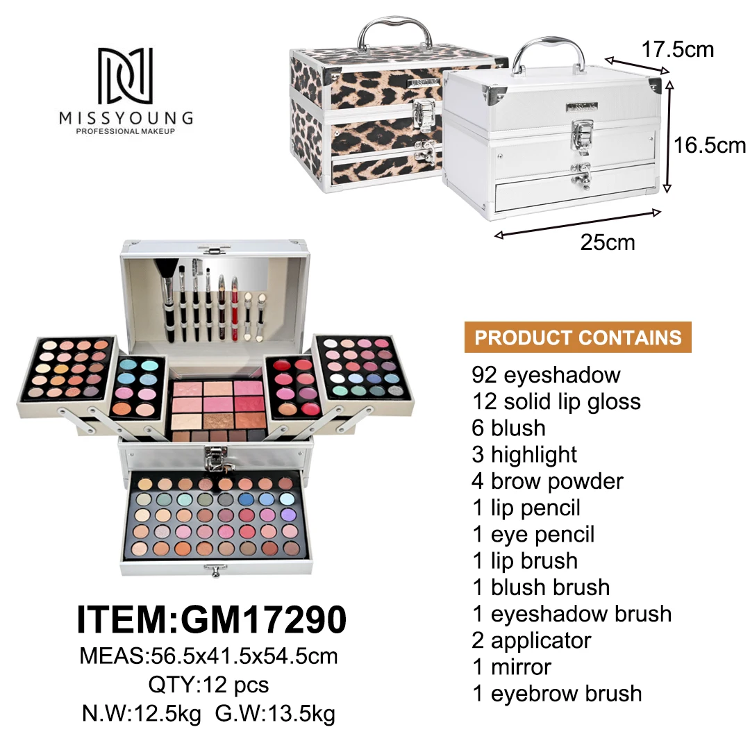 Factory Price Custom Design Portable Cosmetic Set Box Colorful Makeup Kit Full Set Beginners Women Students Long Lasting
