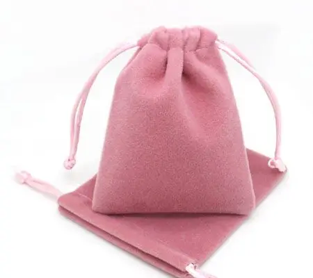 Customized LogoDrawstring  Velvet Cotton Satin Dust Bag Pouches For Jewlery bracelet gift