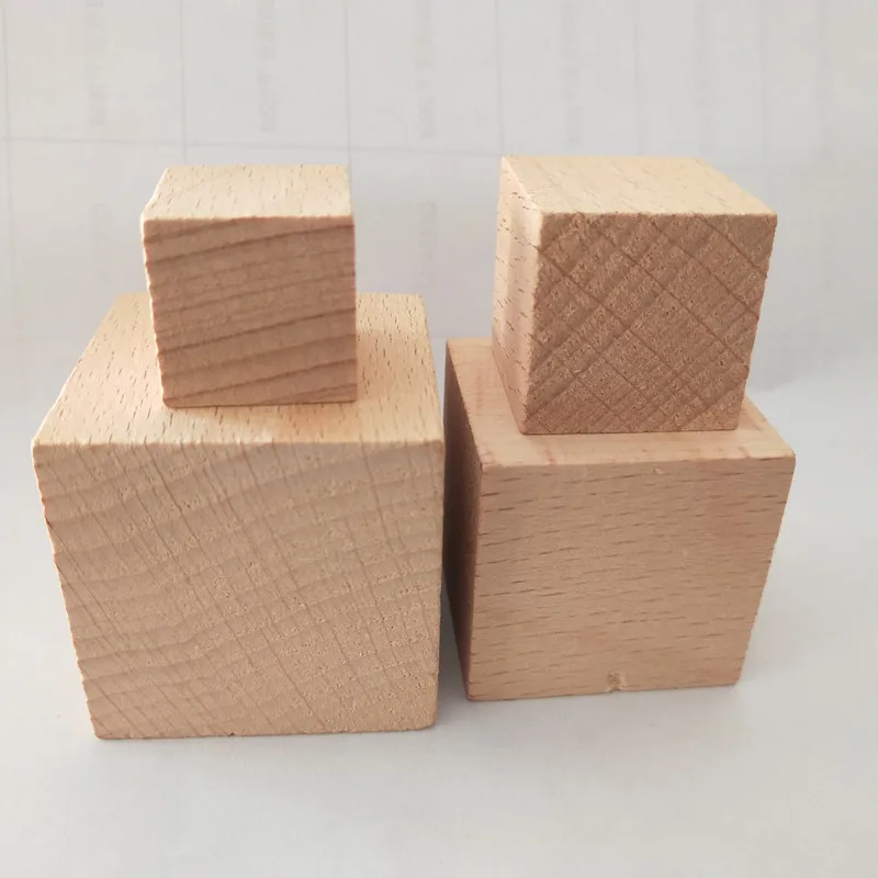 Unfinished Natural Solid Wooden Block Wood Cubes Square Beech Wood