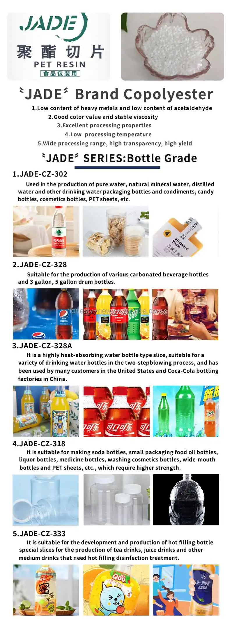 Jede Resin Pet Plastic Bottle Grade Pet Pellet Virgin Pet Resin Iv 0.80