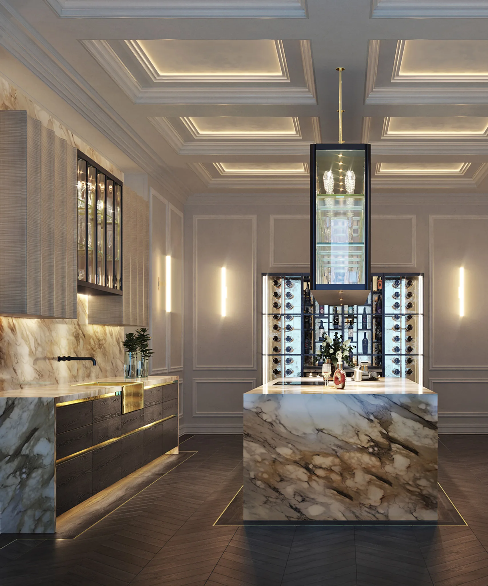 High End Luxury Kitchen with Island Design & Modern Cabinets