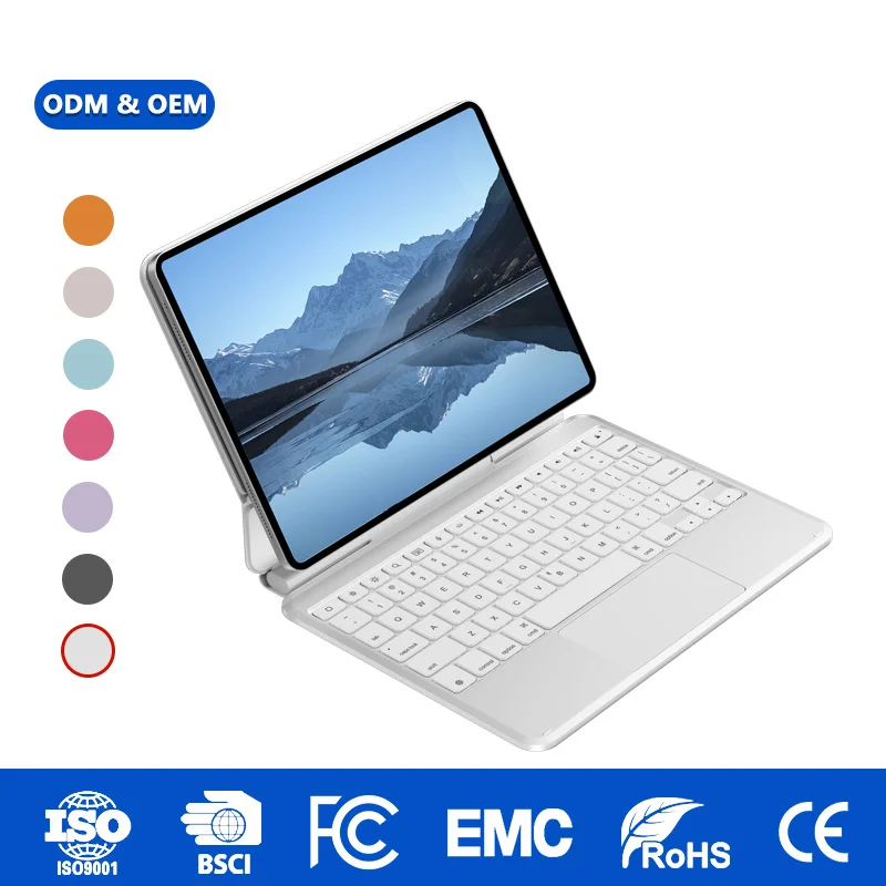 Funda con soporte plegable para teclado compatible con iPad, con Bluetooth 5.4, ultrafina, de aleación de aluminio, resistente al agua, personalizable en color, OEM y ODM, venta al por mayor