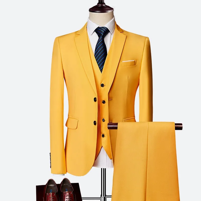 Y2603 British Style Business Suit for Men Slim Fit Jacket+Vest+Pant 3 Piece Set Formal O aperçu 25
