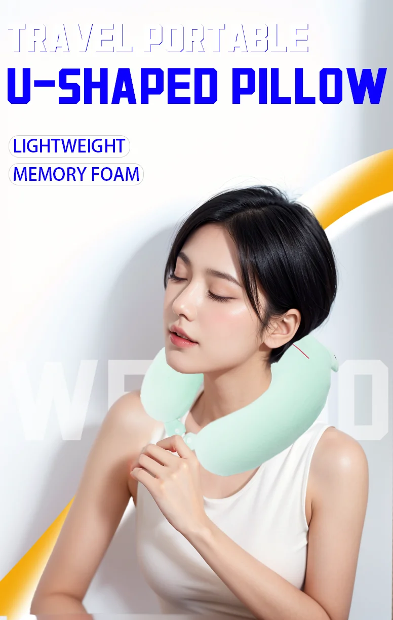 Green Frog High Quality Memory Foam Patent Travel Pillow Travel Car Home School Multifunction Neck Support Pillow