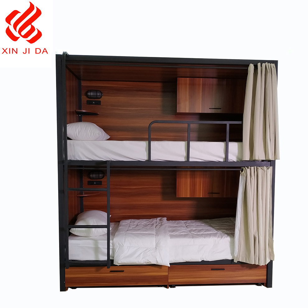 
 High quality Guangzhou Supplier Youth Hotel apartment Bunk Bed/Triple Bunk bed with power system  