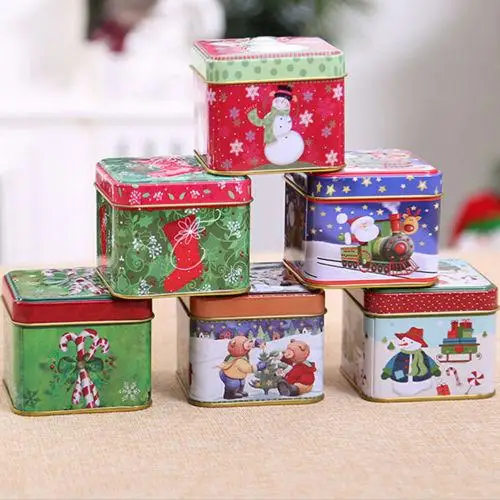 Wholesale food grade square christmas cookie tin baking chocolate tin box packaging cake metal can christmas tin box details