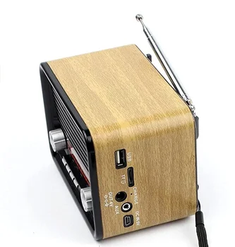 ポータブル小型レトロウッドMp3プレーヤーワイヤレススピーカー充電式