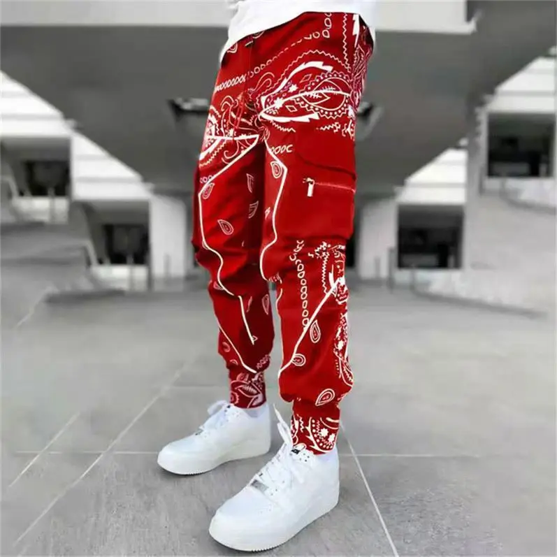 pantaloni da uomo pantaloni pantaloni da uomo pantaloni casual moda jogger  hip hop pantaloni da stampa cargo pantaloni streetwear pantalones rosso