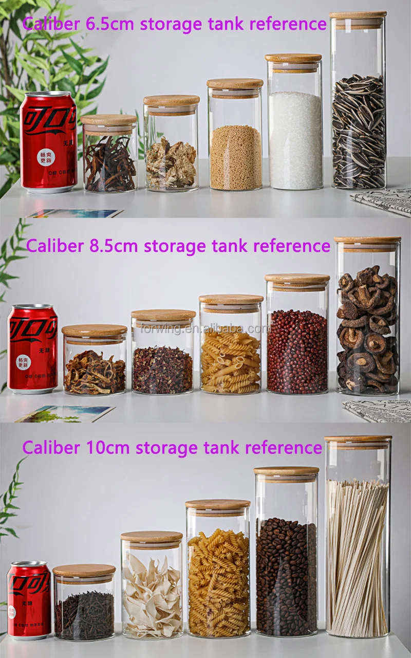 Hot Selling Airtight Clear Grain Kitchen Storage Borosilicate Glass jar Food Storage Container With Bamboo Lid details