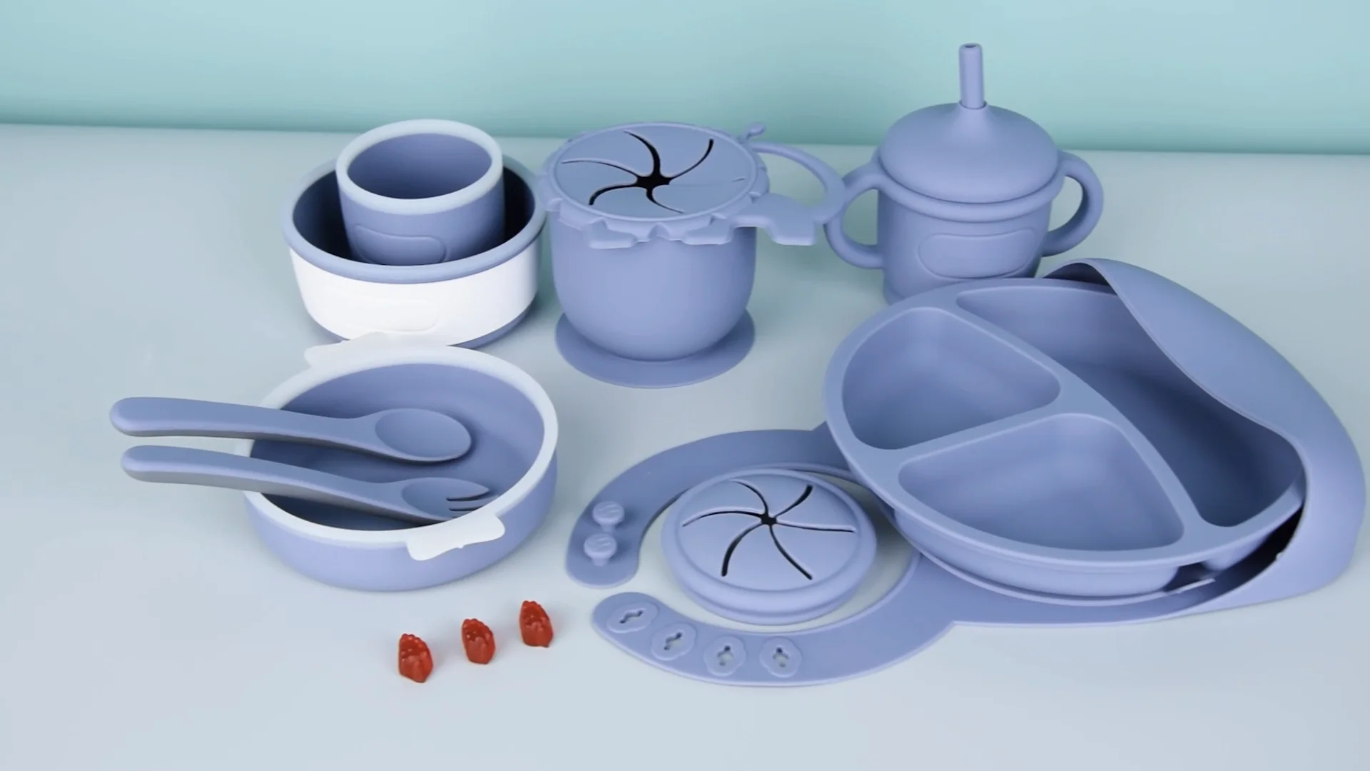 Food Grade Baby Led Weaning Supplies Eating Utensils Set Suction Plate