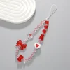 K1163 cadena de teléfono con oso cuadrado y corazón