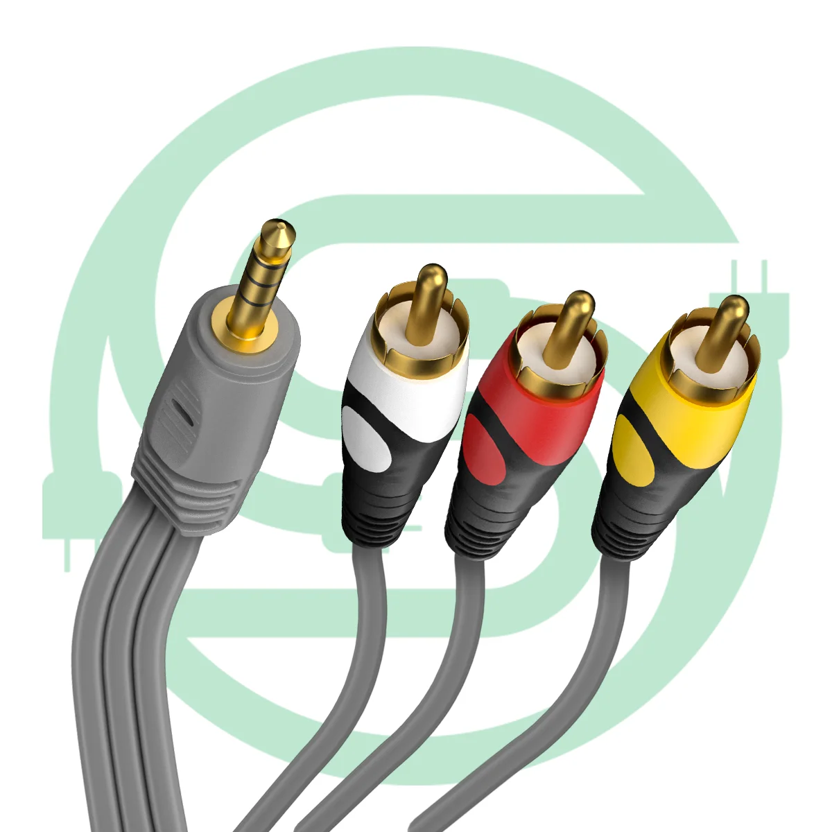 to RCA Audio Video Cable, to 3-Male RCA Adapter