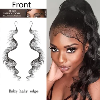 Baby Hair Edge Tattoo Sticker Curly Hair Edges Temporary Hairline Tattoo Sticker Template Bangs Sticker Dropshiping