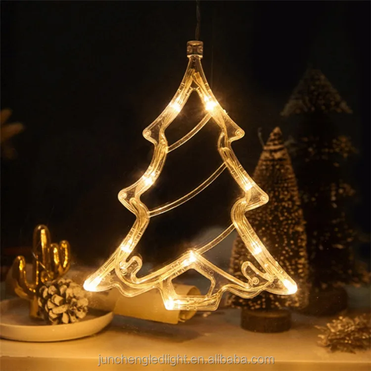 Saugnapf Led-lichter Weihnachts Dekoration Pendel Leuchte Santa Elk Schneeflocke Weihnachts Baumform Haus Fenster Hängen