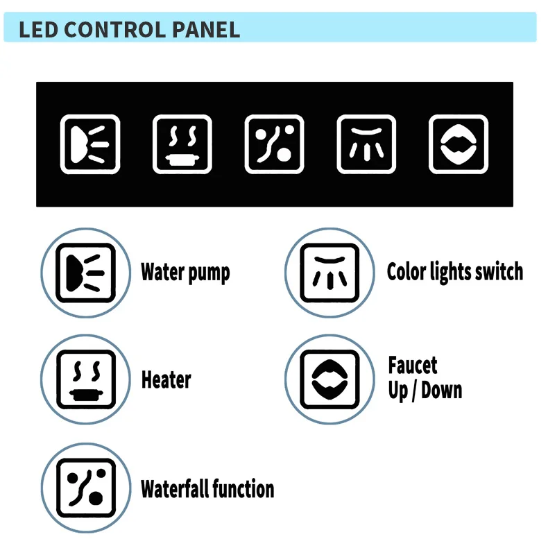 Touch Screen Circulatory Massage Hot Tub Whirlpool Waterfall Bathtub