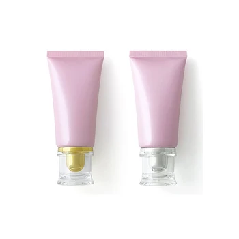 Wholesale 50ml 100ml Pink Shiny Facial Cleanser Tubes with round Acrylic Cover Cap Seal Use  for Shampoo Lotion Skin Care