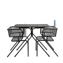 Outdoor modern metal patio table and chair set grey metal chair and square table dining set