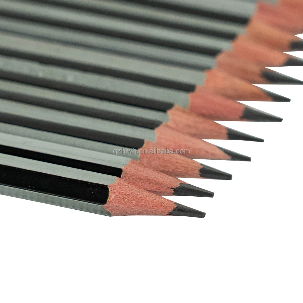 Hexagonal Triangular Pencil Customized Logo Printing Black Crown Sticking Black Lead Pencil 7 Inches Wooden HB 2B Pencil