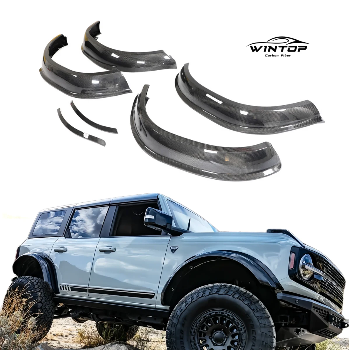 Tuning Bronco Exterior Carbon Fiber Car Wheel Arch Flares Trims ...