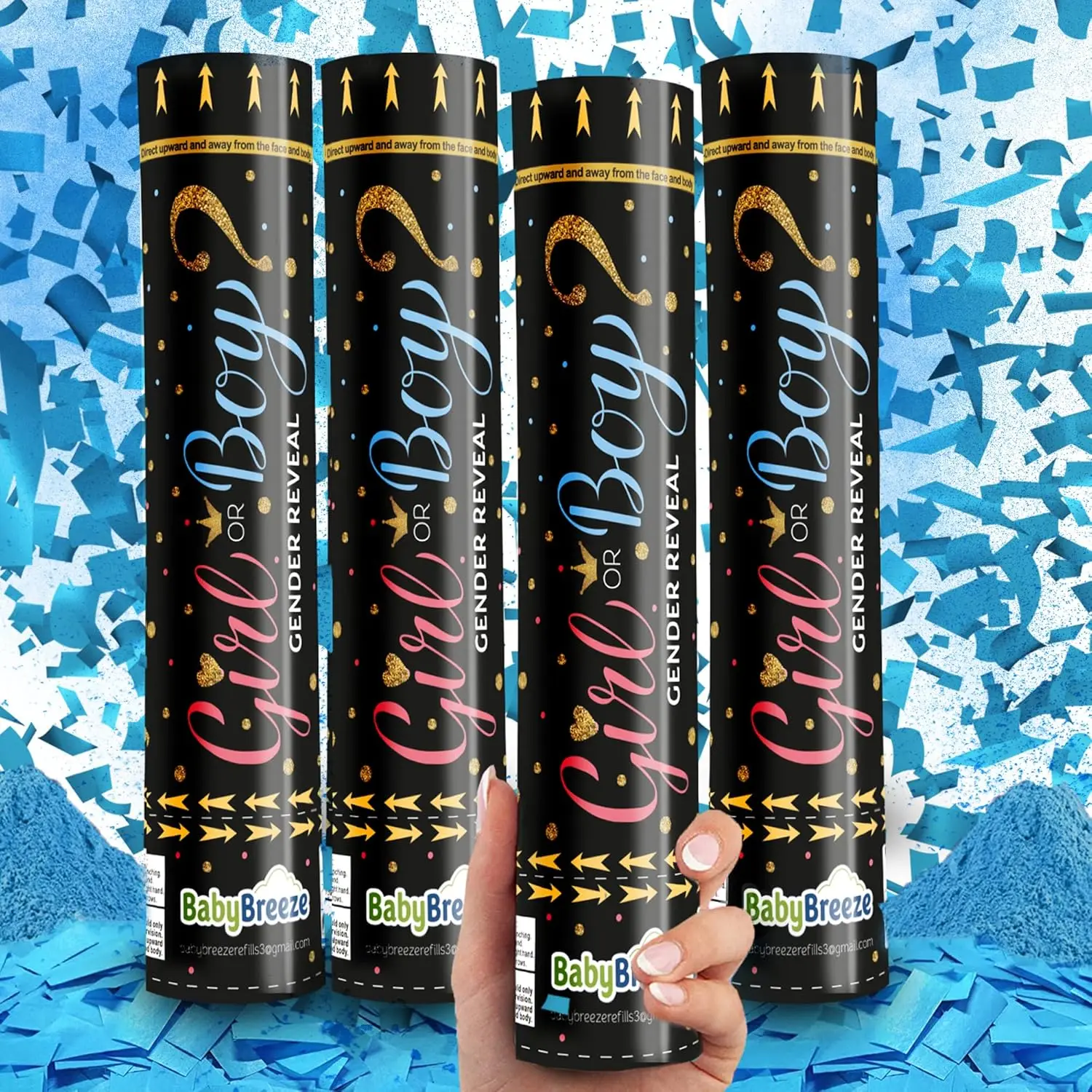 Gender Reveal Confetti Powder Cannon Biodegradable Reveal Poppers for Baby Shower Baby Party Decorations