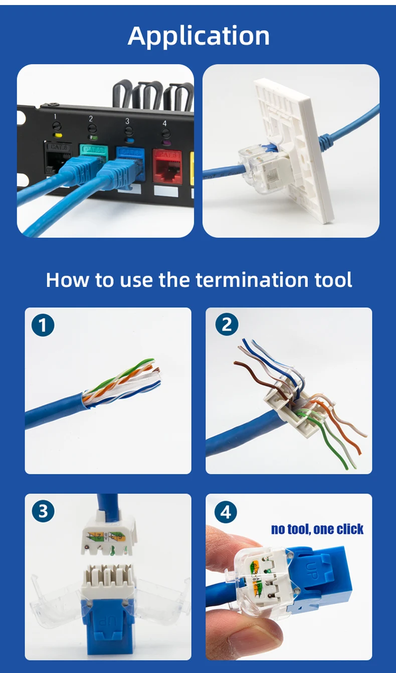 Network Tool Less Cat5e Cat6 Cat6a Utp Keystone Jack Module Cat 6 180 ...