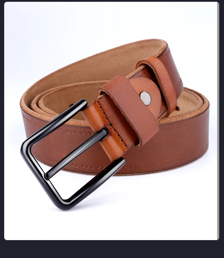 红棕色皮革腰带男装时尚牛仔裤皮革针扣手工纯牛皮软面牛皮皮带男士软