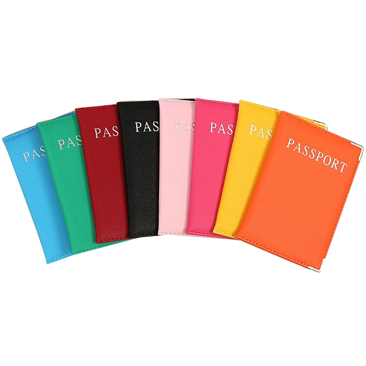 9-Color PU Leather Card Holder Silver Foiled Passport Case with 9-Color Silver Foiled Cover Durable Travel Organizer