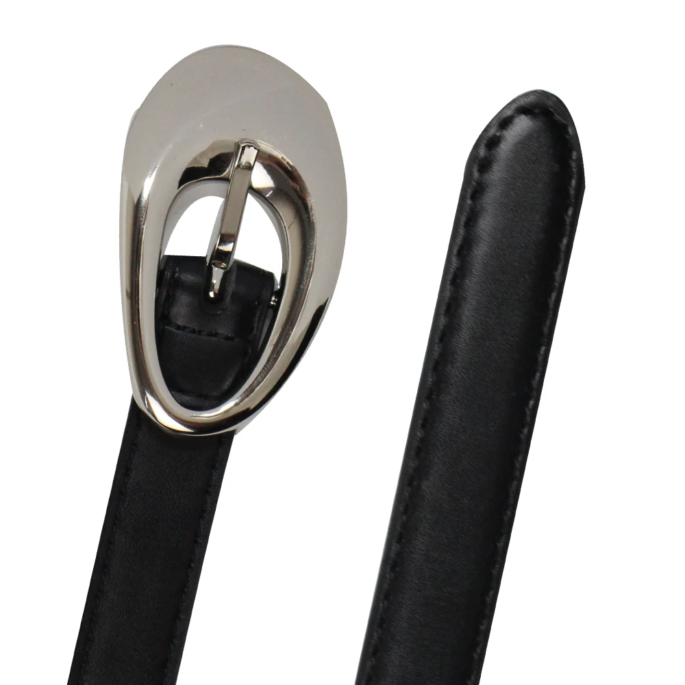 BSCI Factory Custom PU Belt Oval Asymmetric Bold Buckle Ladies Belts Women Leather Designer Belts Women