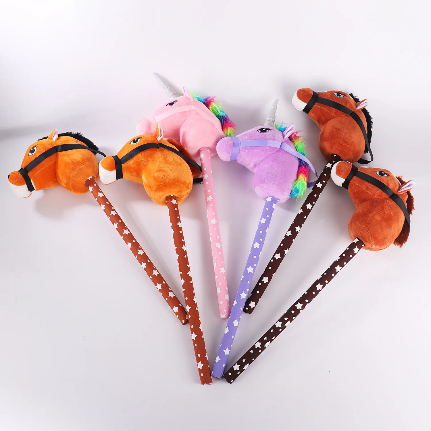 2023 New Hobby Horse Stick with Horse Sound and Galloping Sound Animal Toys Horse Head Stick with Music