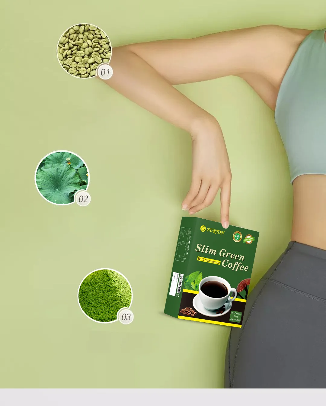 green coffee & l carnitine Instant Coffee Mix Slimming Weight Loss Creamer L-Carnitine Lotus Leaf