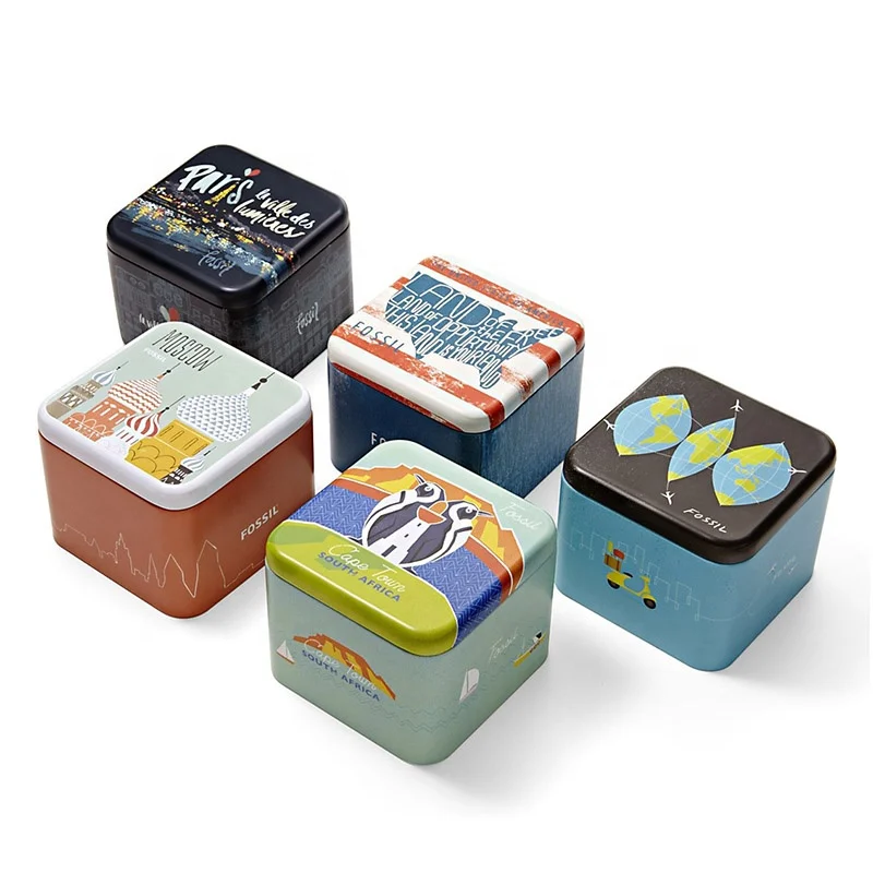 Custom fossil Tin Box Collectible Watch Tin Cases Wholesale