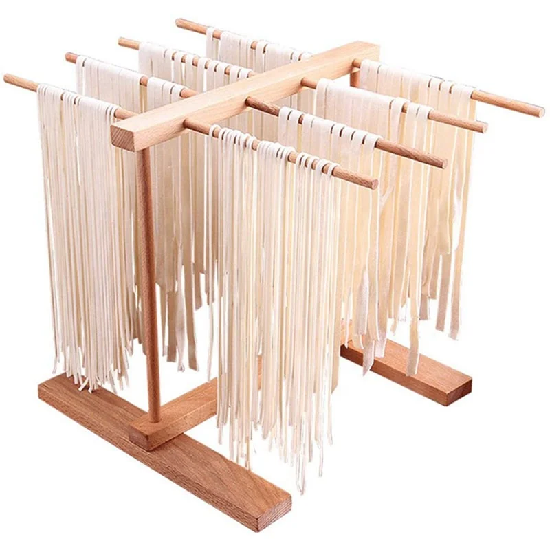 Экологичная подставка для макаронных изделий из натурального дерева, съемная подставка для сушки лапши из бука, складная деревянная подвесной сушилка для макаронных изделий
