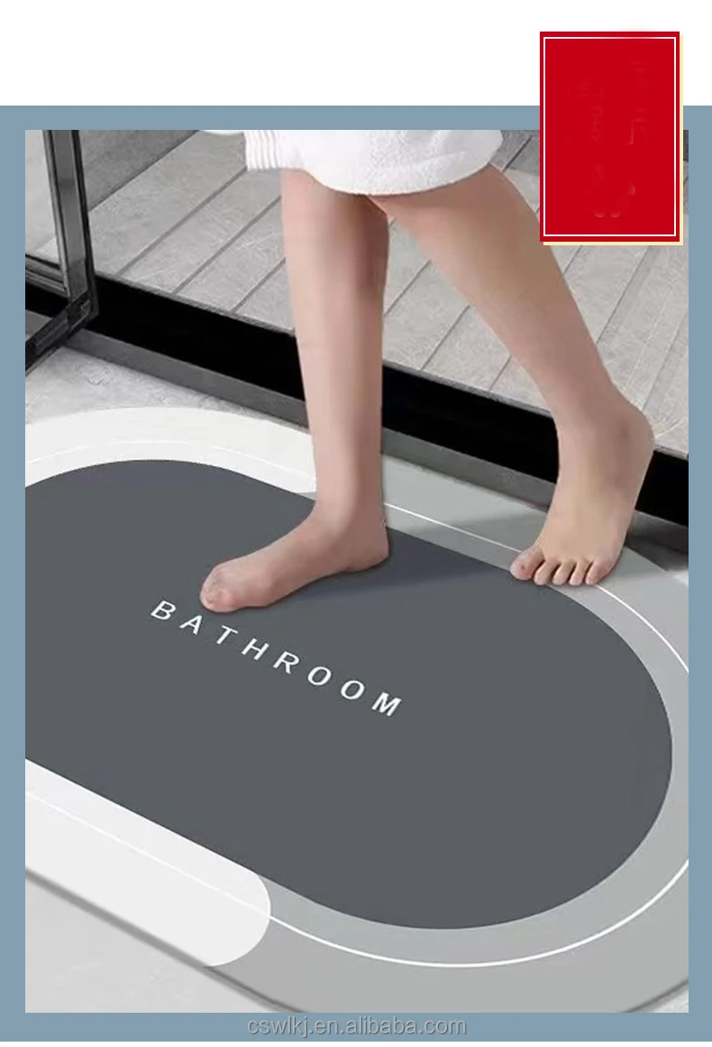 Oval Square Bath Bathroom Rug Anti Non Slip Water Absorbent Floor