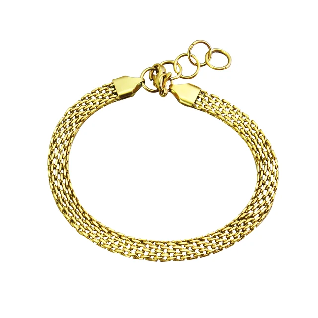 Wholesale 2024 Punk wide net wide thick band bracelet for women, stainless steel Cuban snake chain bracelet