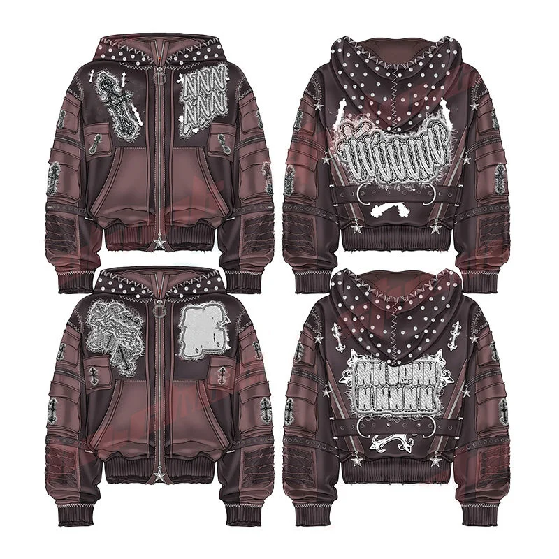 OEM&ODM Manufacturer Custom Applique Distressed Embroidery Acid Wash Tracksuit Men Heavyweight Cotton Zip up Hoodie Set gallery 3
