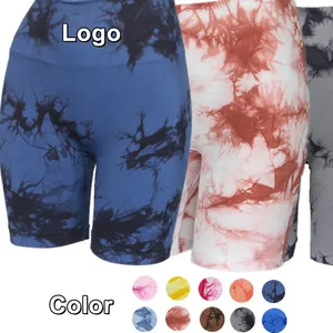 Factory Price Low Moq Women Sports Fitness High Waist Workout Scrunch Butt Gym Tie Dye Yoga Shorts