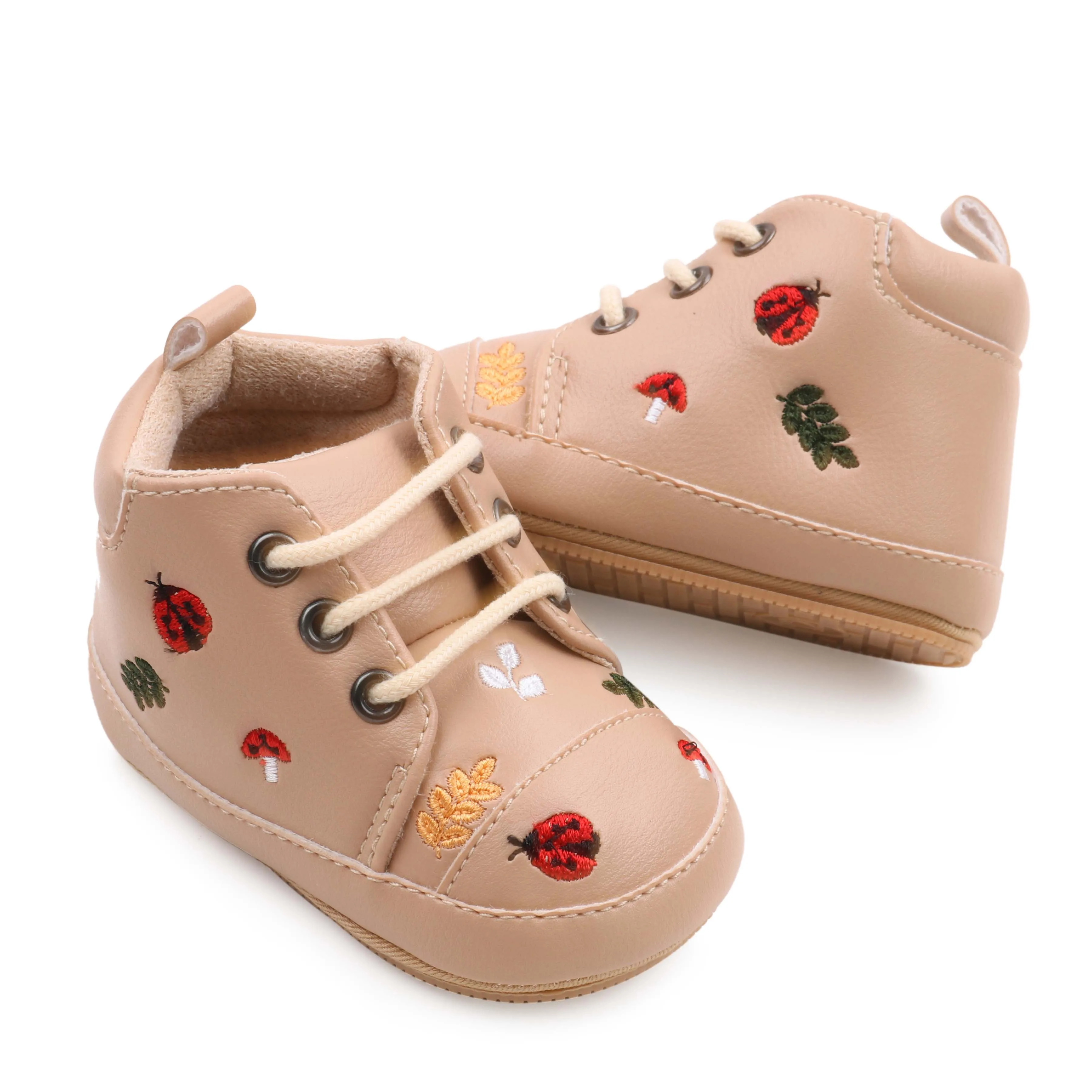 Spring and Autumn Pu Leather Cartoon Embroidered Baby High Top Front Elastic Casual Toddler Shoes supplier