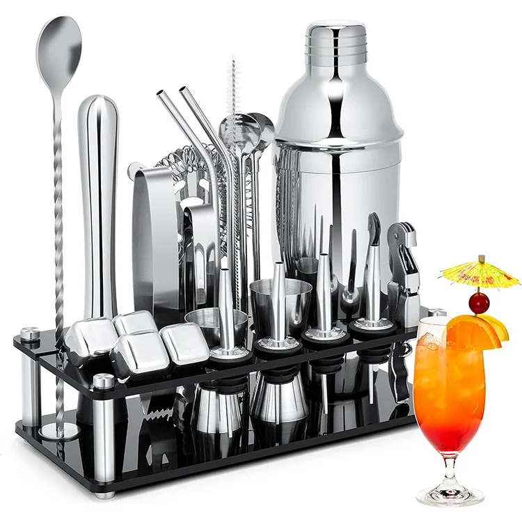 Mixology Bartender Kit Stainless Steel 350ml Reusable Cocktail Shaker Set Customized Bar Tools Multi-color Custom Logo Options