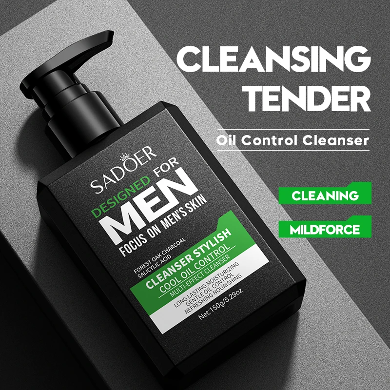 SADOER Private Label Men Facial Cleanser Deep Cleansing Moisture Gentle Foam Face Wash Face Cleanser