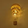 wood color hot air balloon decor with light