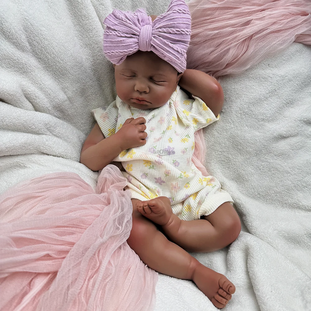 Realistic Black Skin Handmade Platinum Silicone Reborn Baby Doll