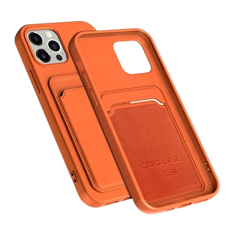 Candy Color Soft Silicone Business Case for iPhone 15/16/17 Pro Max Wallet Card Holder Slide Card Insertion Mobile Phone Case