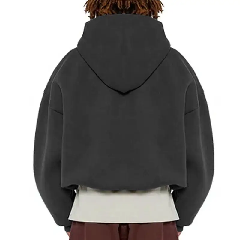 Custom Logo Mens Blanks 500 Gsm Cropped Heavyweight Hoodie Boxy Zip Up