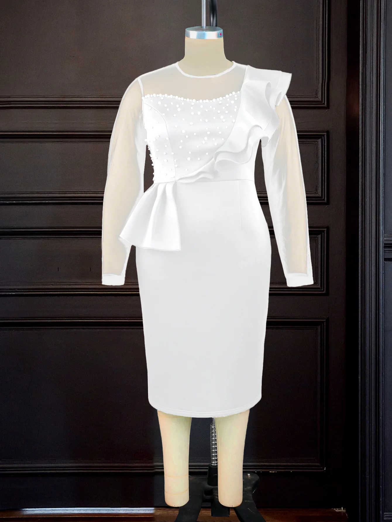 Wholesale Bead Classy Peplum Plus ize Lady Dresses Classy Peplum Plus ize Lady Dresses Peplum Plus ize Lady Dresses,1 Piece