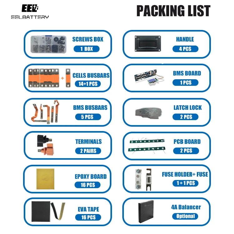 Livraison DDP 15 kWh 16 kWh EEL Système de stockage d'énergie LiFePO4 V5 V6 Pro Kits de montage DIY 48 V 200 Ah 280 Ah 320 Ah Boîtier de batterie LiFePO4_voghion.com