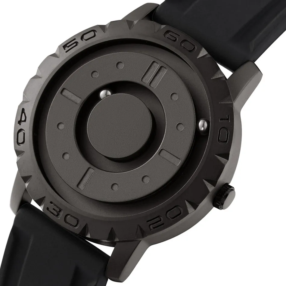 2025 New Arrival EUTOUR 030 Black Magnetic Dial Fashion Casual Mens Quartz Watches Simple Waterproof Silicone Strap Men Watch