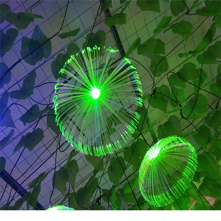 Outdoor Wedding Banquet Party Optic Fiber Jellyfish Chandelier Hanging Lights Optic Fiber Light Led Dandelion Lamp